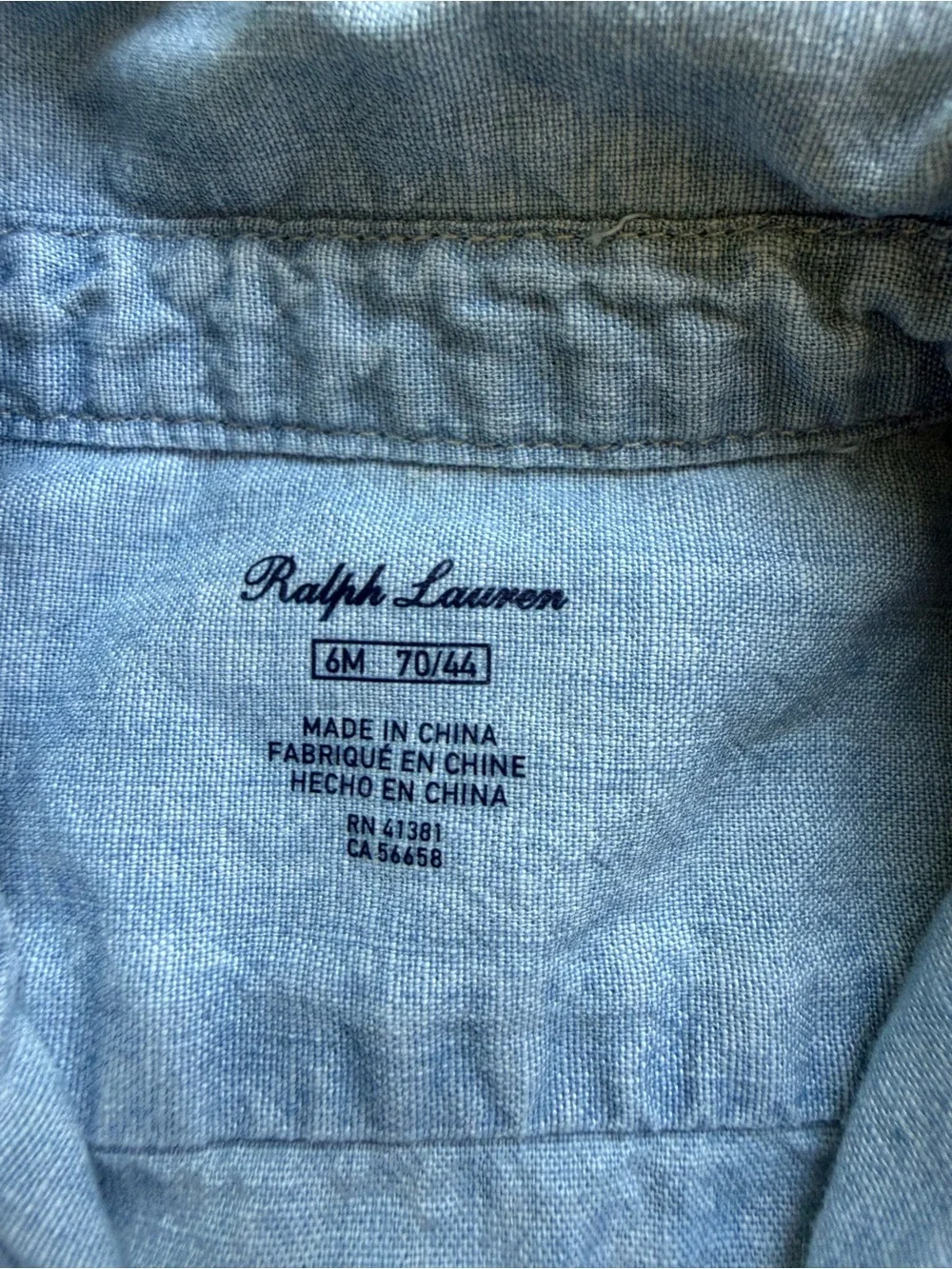 Ralph Lauren Chambray Denim Shirt Dress 6 Months